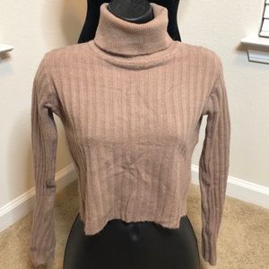 Mauve Crop Turtleneck Sweater